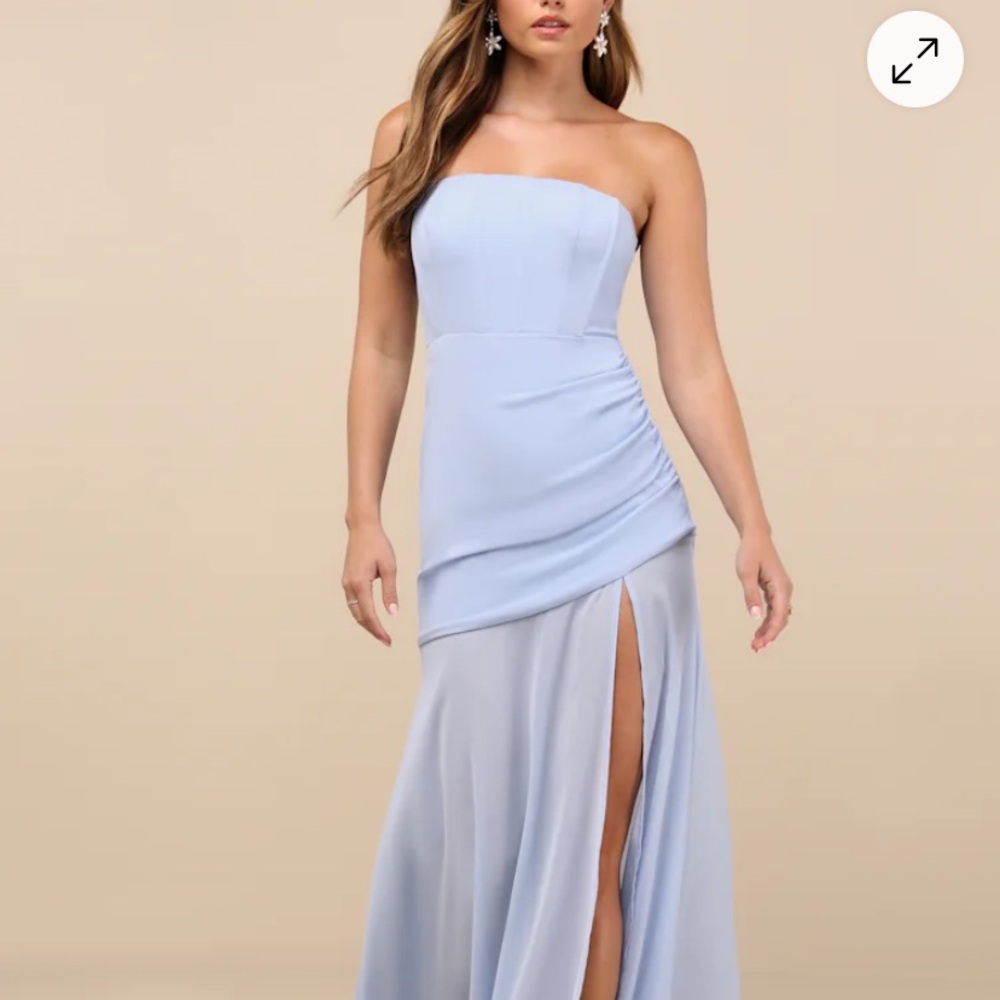 Lulu's Strapless Light Blue Gown